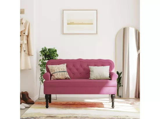 Banc avec dossier bordeaux 119,5x64,5x75 cm velours