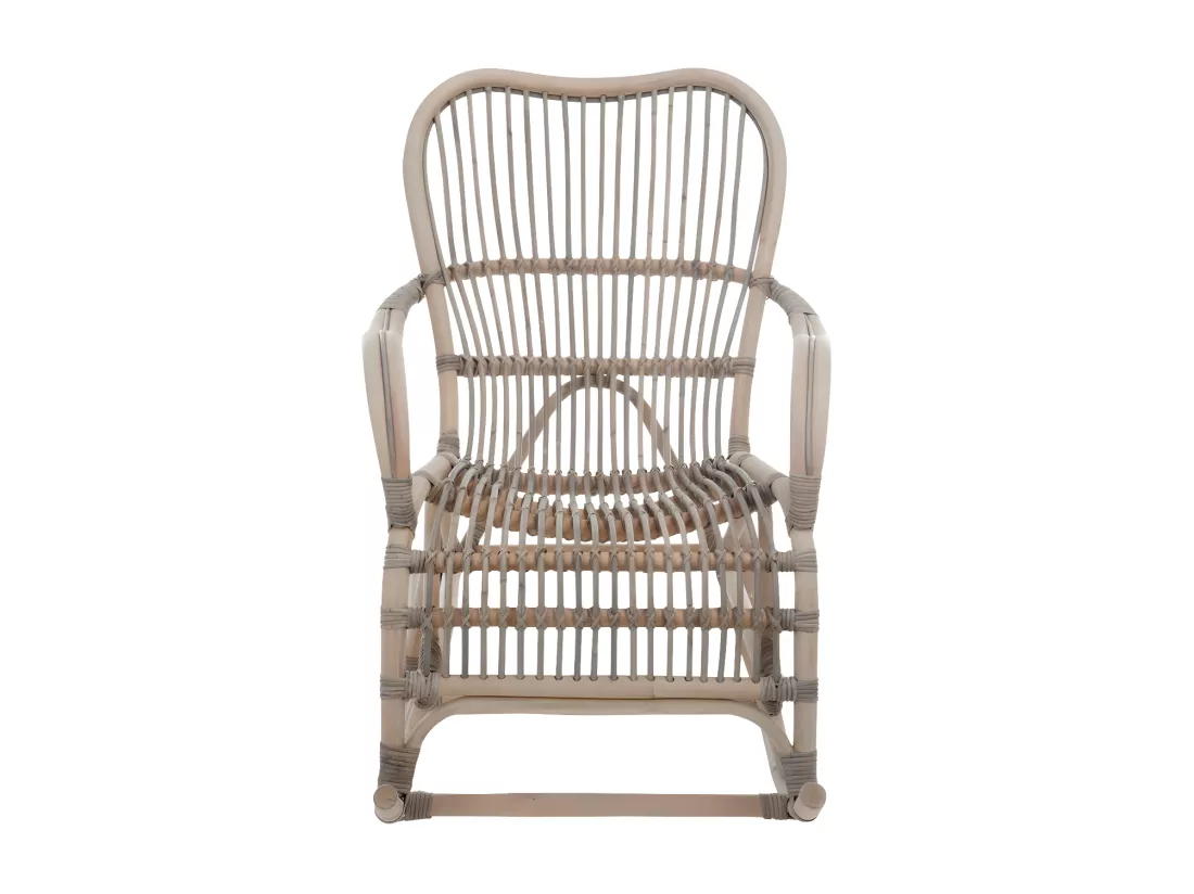 Rocking Chair Rotin Grisé - RICKY