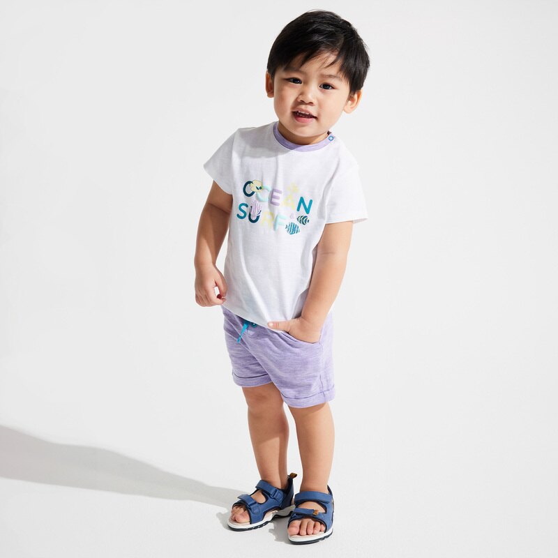 T-shirt océan et short en maille fantaisie violet bébé garçon Mauve Violet