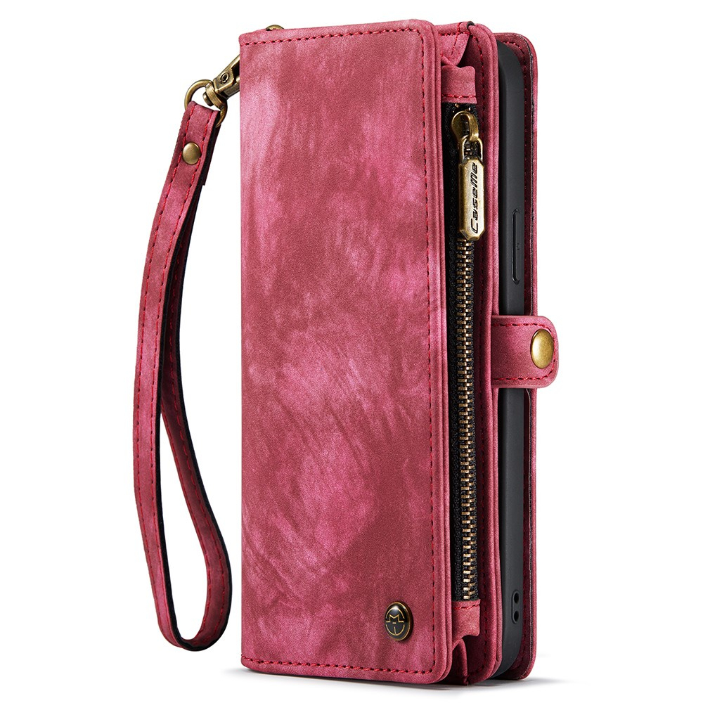 iPhone 15 2in1 Leder Tasche   Magnet Hardcase Karten Etui - Rot