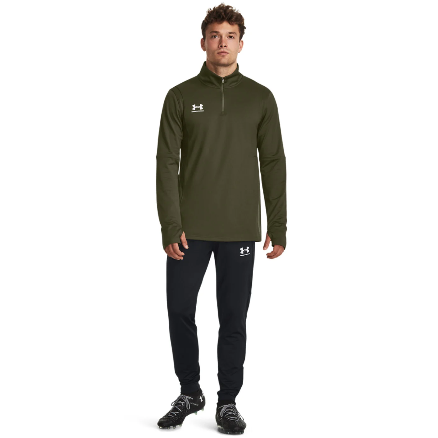 Under Armour Challenger Trainingstrui 1/4-Zip Olijfgroen Wit
