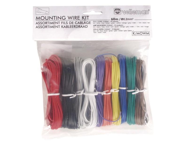 Velleman Kabel K/MOWM Draht 0.2mm², 60m, 10 Stück 60 Meter, 10 Farben  voller Kern