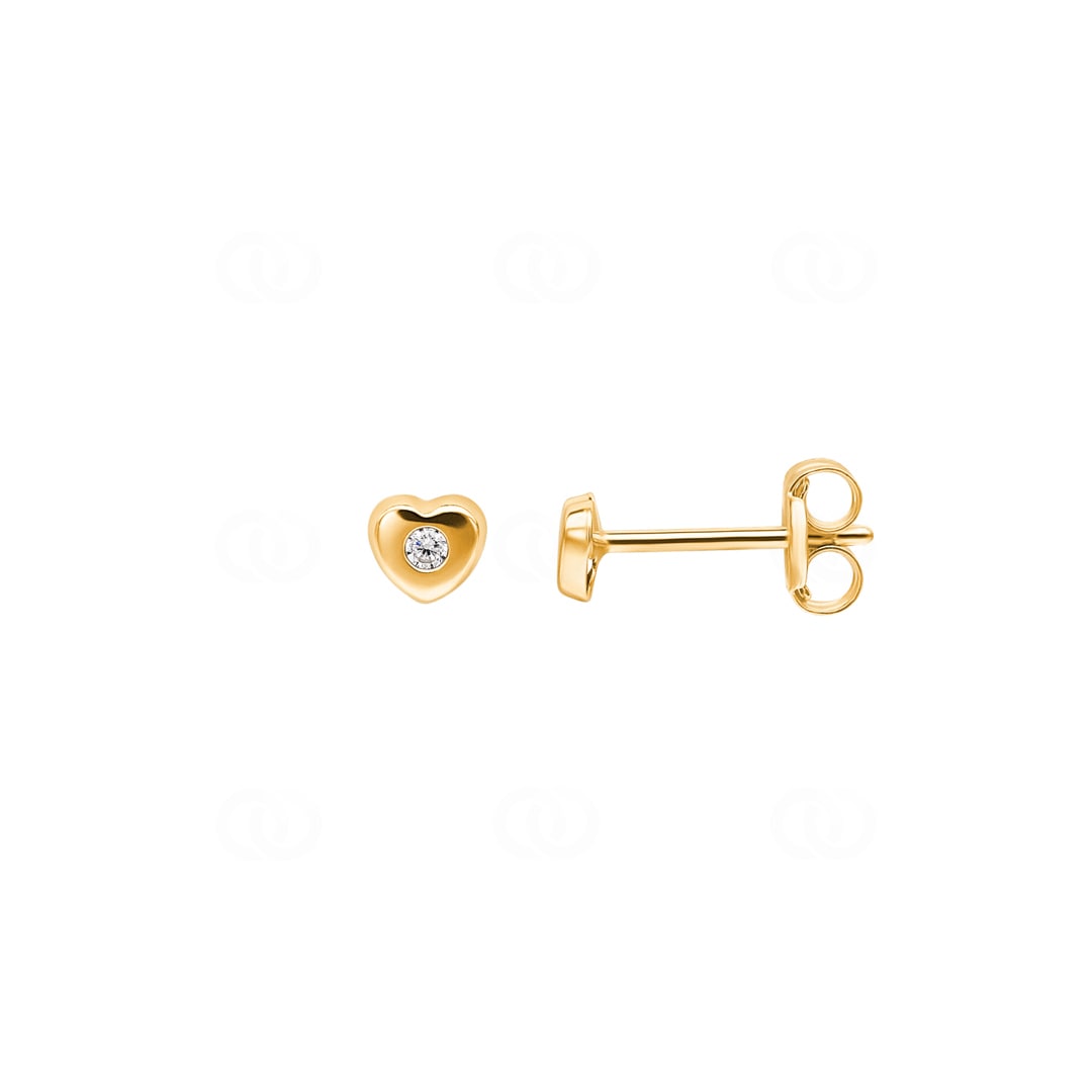 Ohrstecker 750/18 K Gelbgold Herz mit Zirkonia