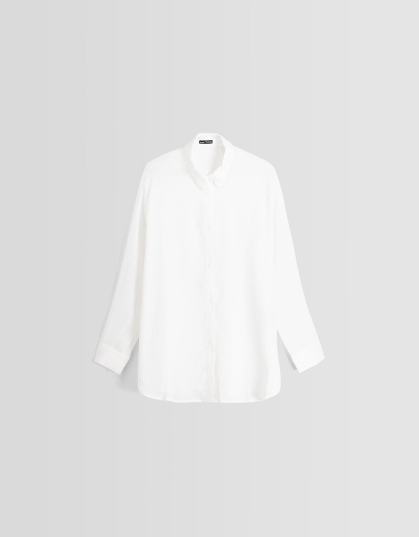 Camisa de crepe oversized de manga comprida
