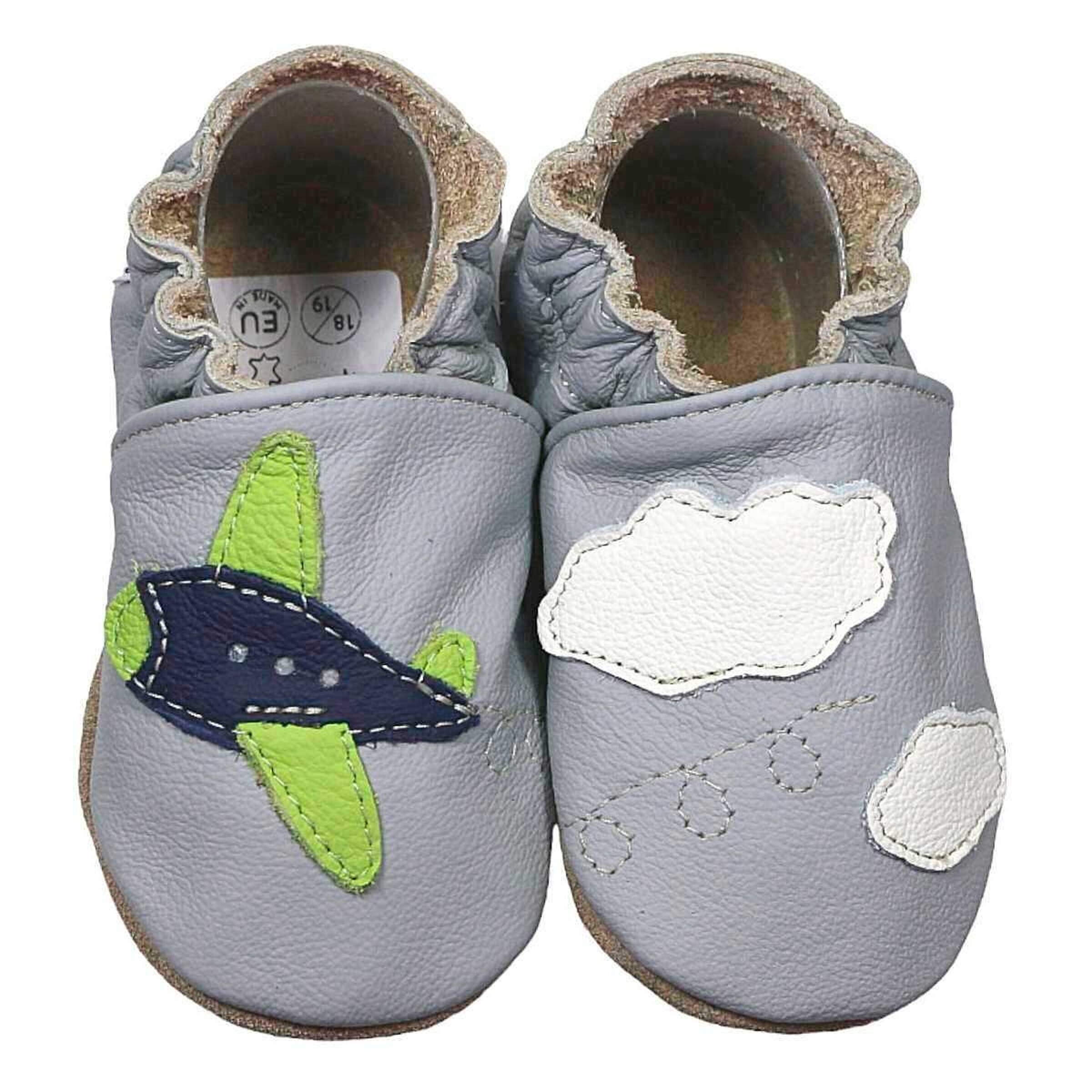 HOBEA-Germany Krabbelschuhe Flugzeug grau