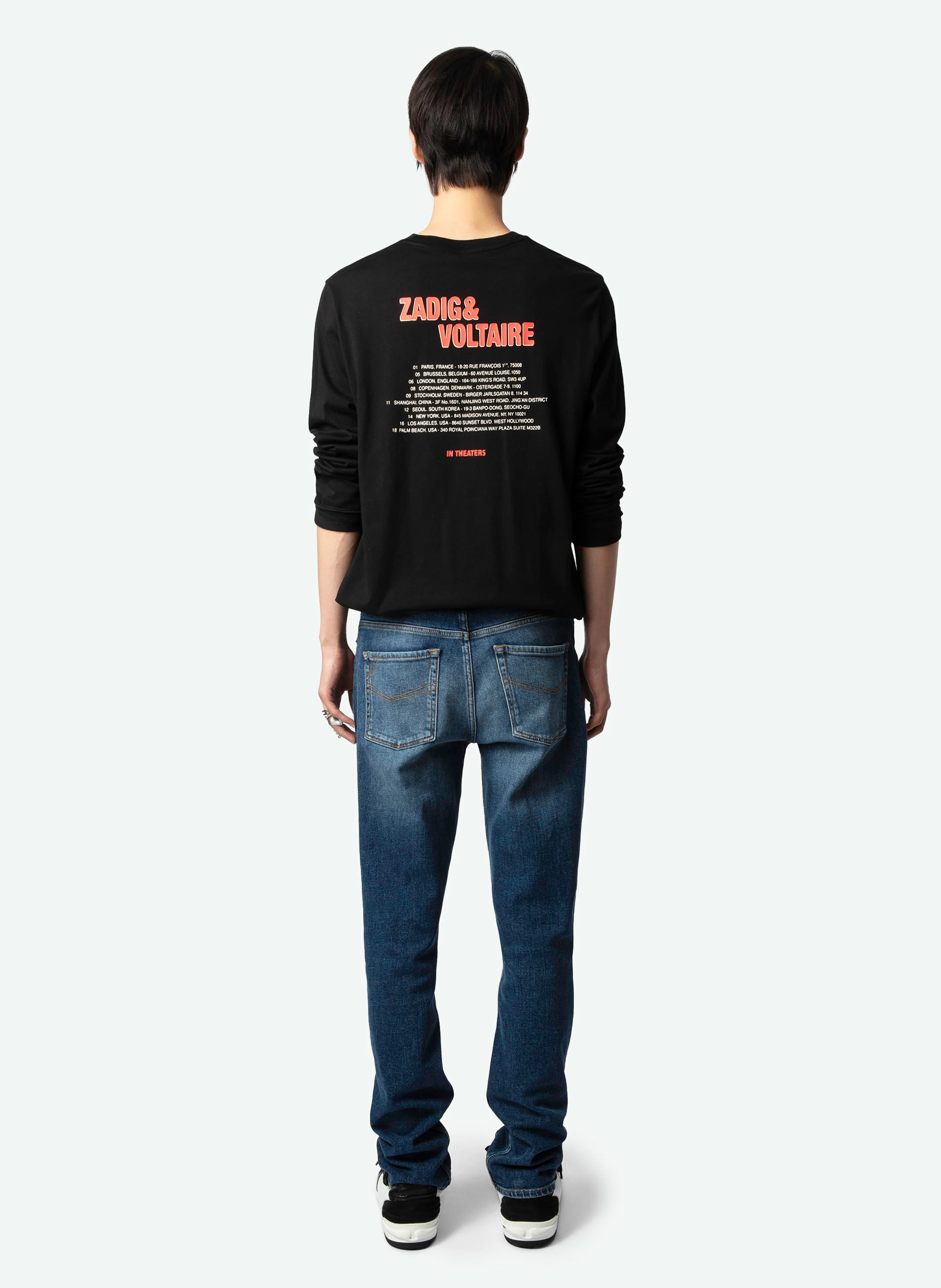 HECTOR - Tee-shirt col rond droit en coton bio sérigraphié | Noir