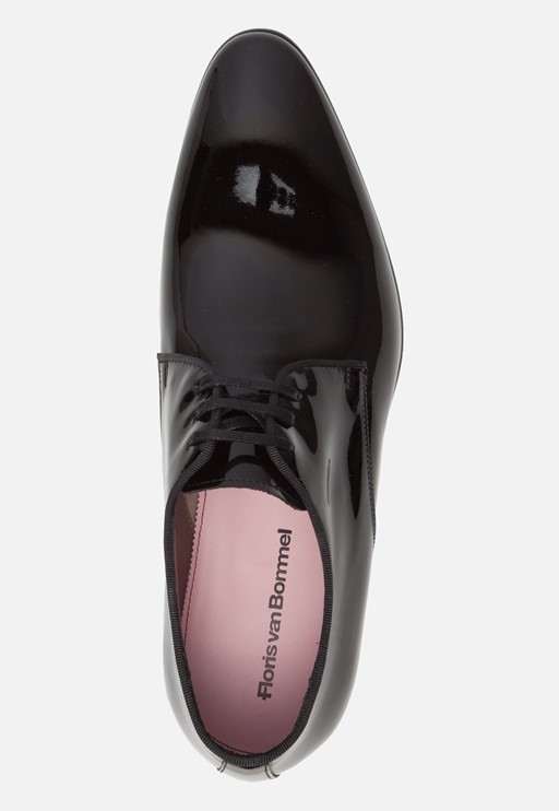 Floris van Bommel Veterschoenen zwart lak Leer
