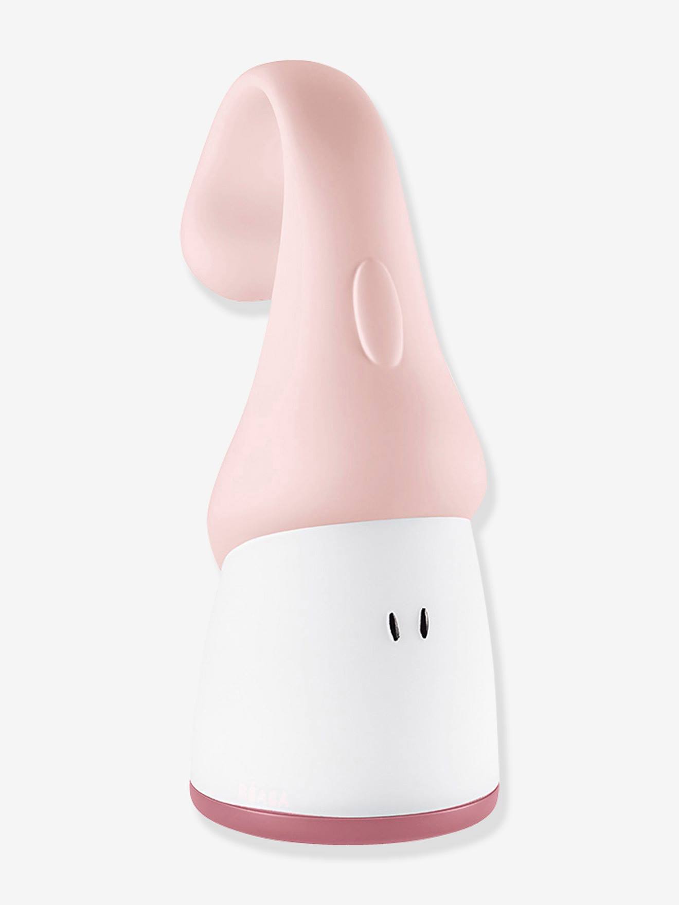Luminária noturna Pixie Torch BEABA em rosa claro liso com estampas.