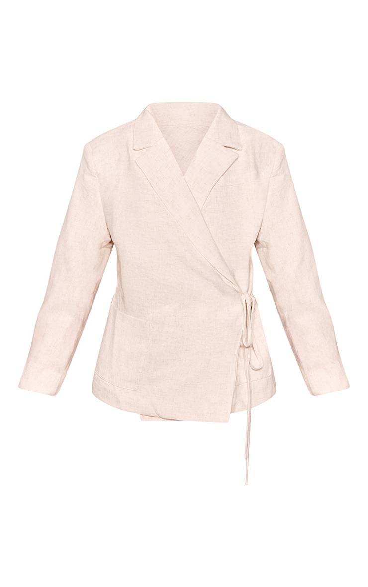 Gris Blazer En Lin Beige Clair Avec Lien Latéral