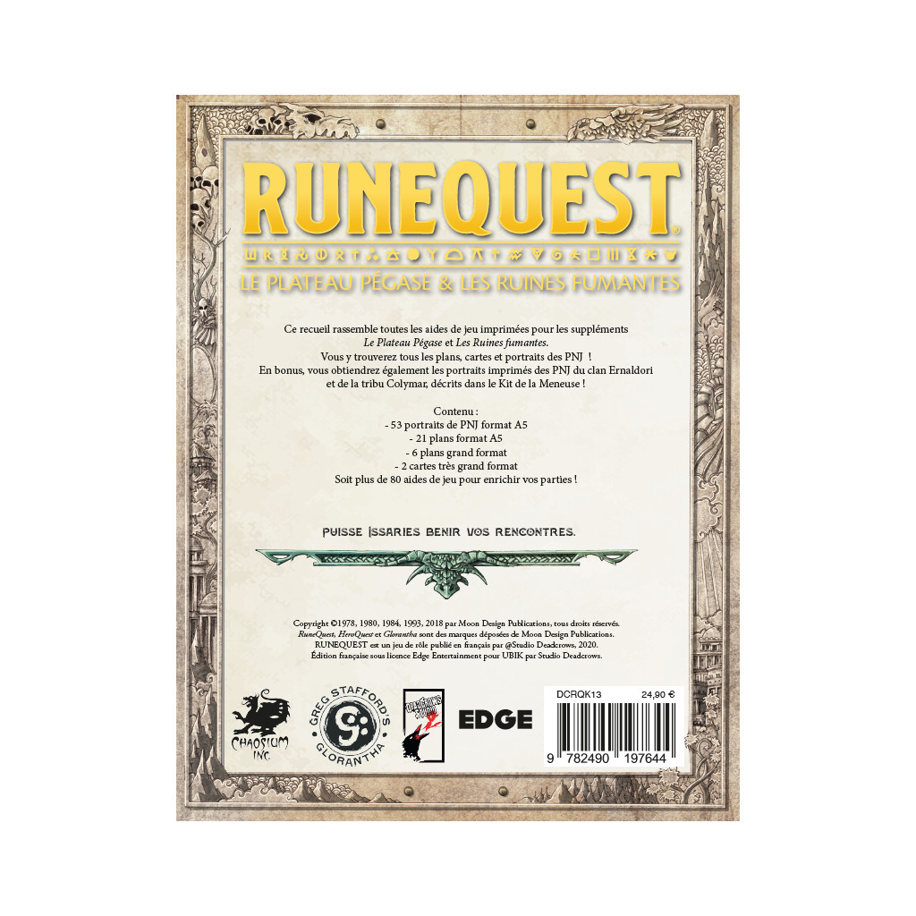 RuneQuest - Le Plateau Pégase & Les Ruines Fumantes - Les Aides de Jeu - Version PDF