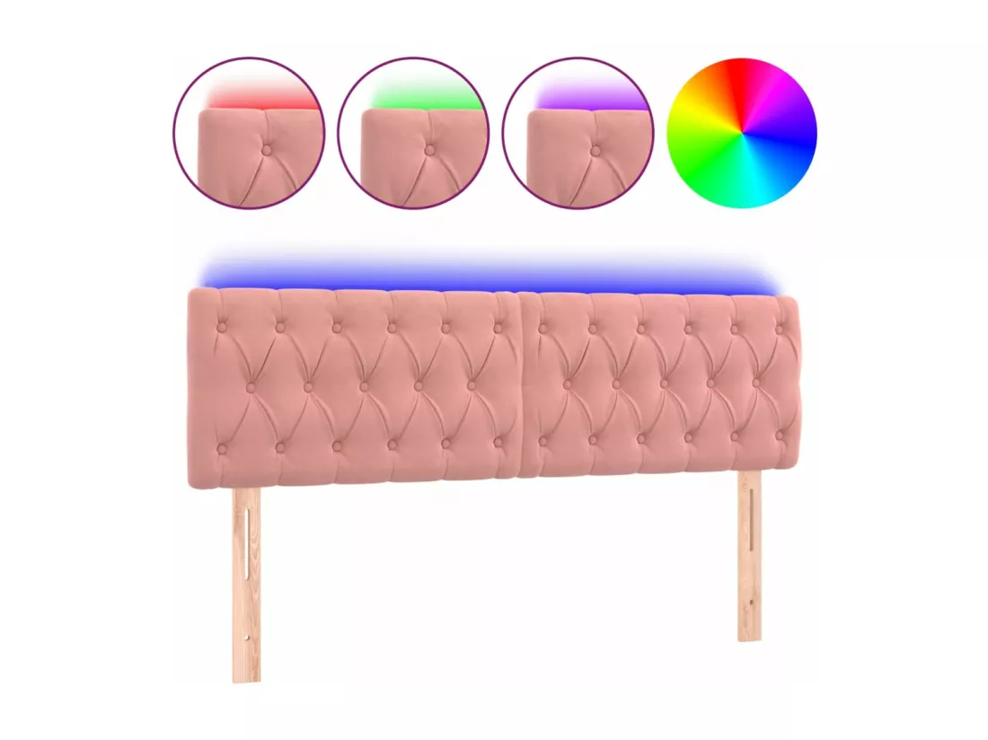 Tête de lit à LED Rose 144x7x78/88 cm Velours