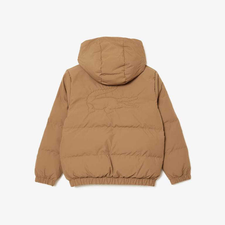 Doudoune à capuche avec crocodile au dos Manteaux & Blousons - Marron - Lacoste - Enfant