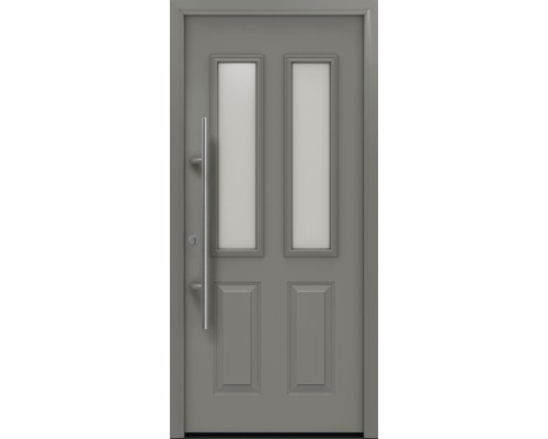 EcoStar ISOPRO Secur IPS 410S voordeur, 1100 x 2100 mm, linksdraaiend, RAL 9007 grijs aluminium mat, inclusief beslagset, RVS-greep, veiligheidsprofielcilinder met 5 sleutels