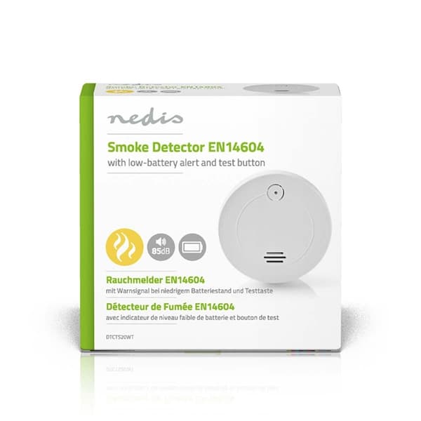 Nedis Røykvarsler | Batteri drevet | batteritid opp til: 1 år | EN 14604 | Med test knapp | 85 dB | ABS | Hvit