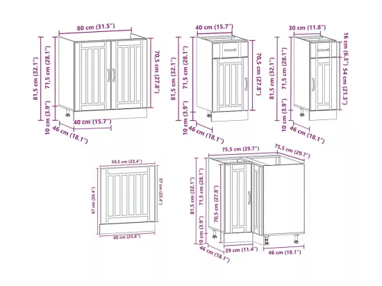 Ensemble d'armoires de cuisine 11 pcs Kalmar bois d'ingénierie