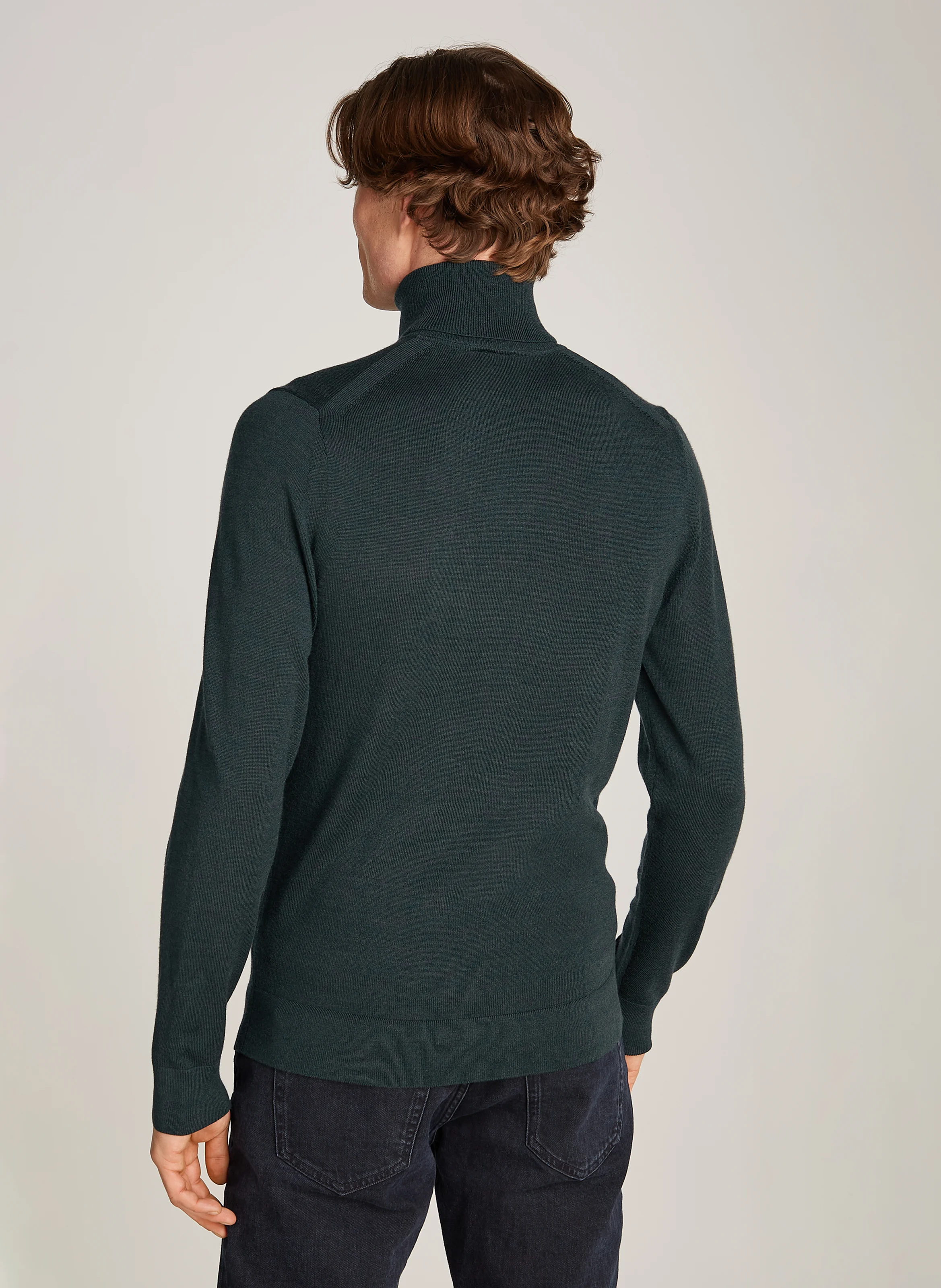 Col roulé regular-fit brodé en laine| Vert