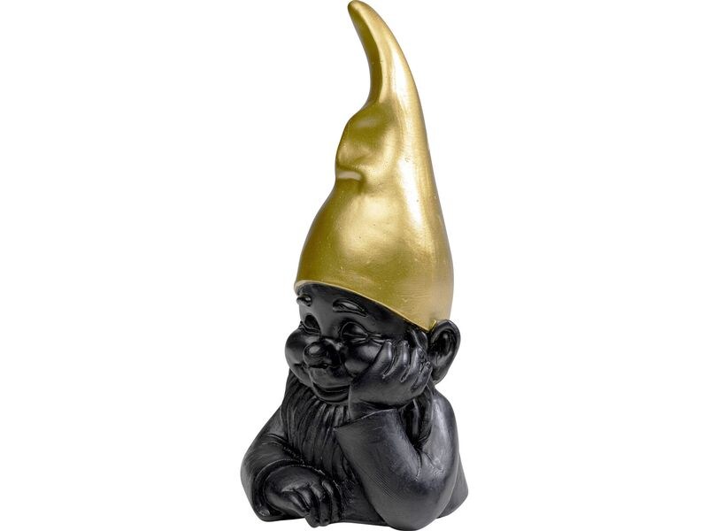 Kare Dekofigur Zwerg 21 cm, Gold/Schwarz Zwergfigur