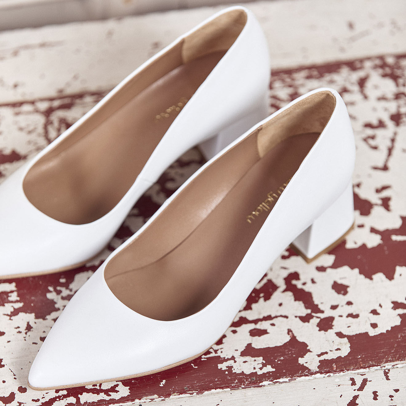 Mellow Yellow Escarpins en Cuir Giulia blancs - Talon 6 cm