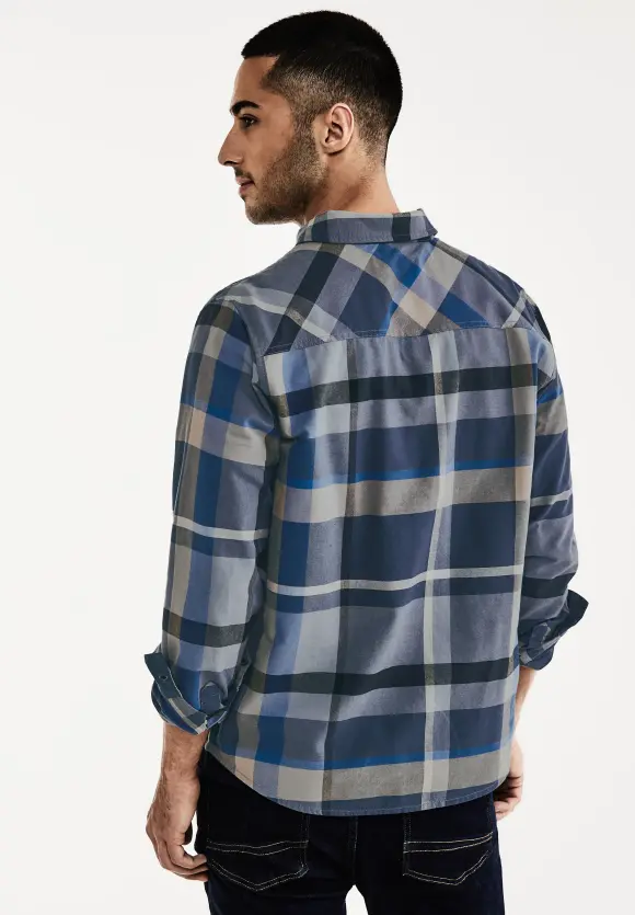 Hemd mit Karo Muster - dust blue