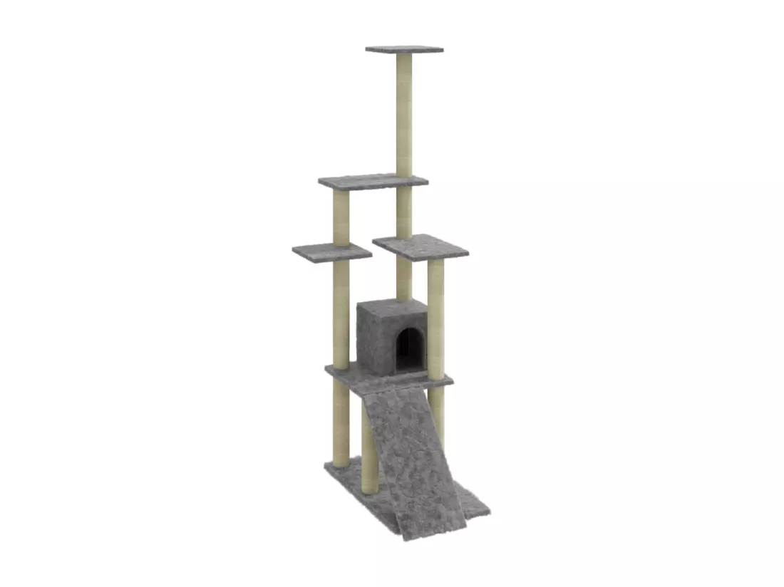 Arbre à chat avec griffoirs en sisal Gris clair 155 cm