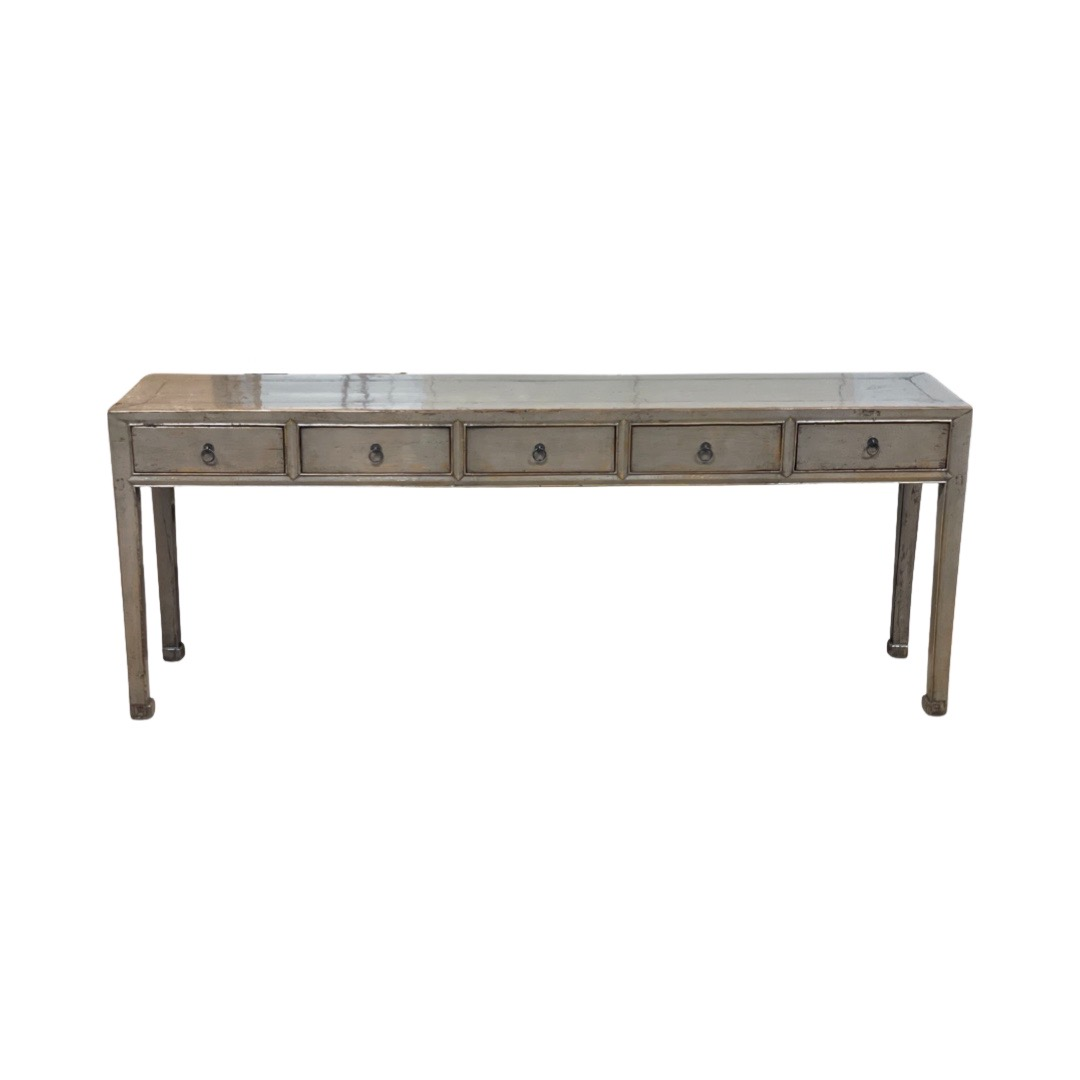 Wandtafel groen/bruin 5 lades wandtafel groen/bruin 5la 218x42x86