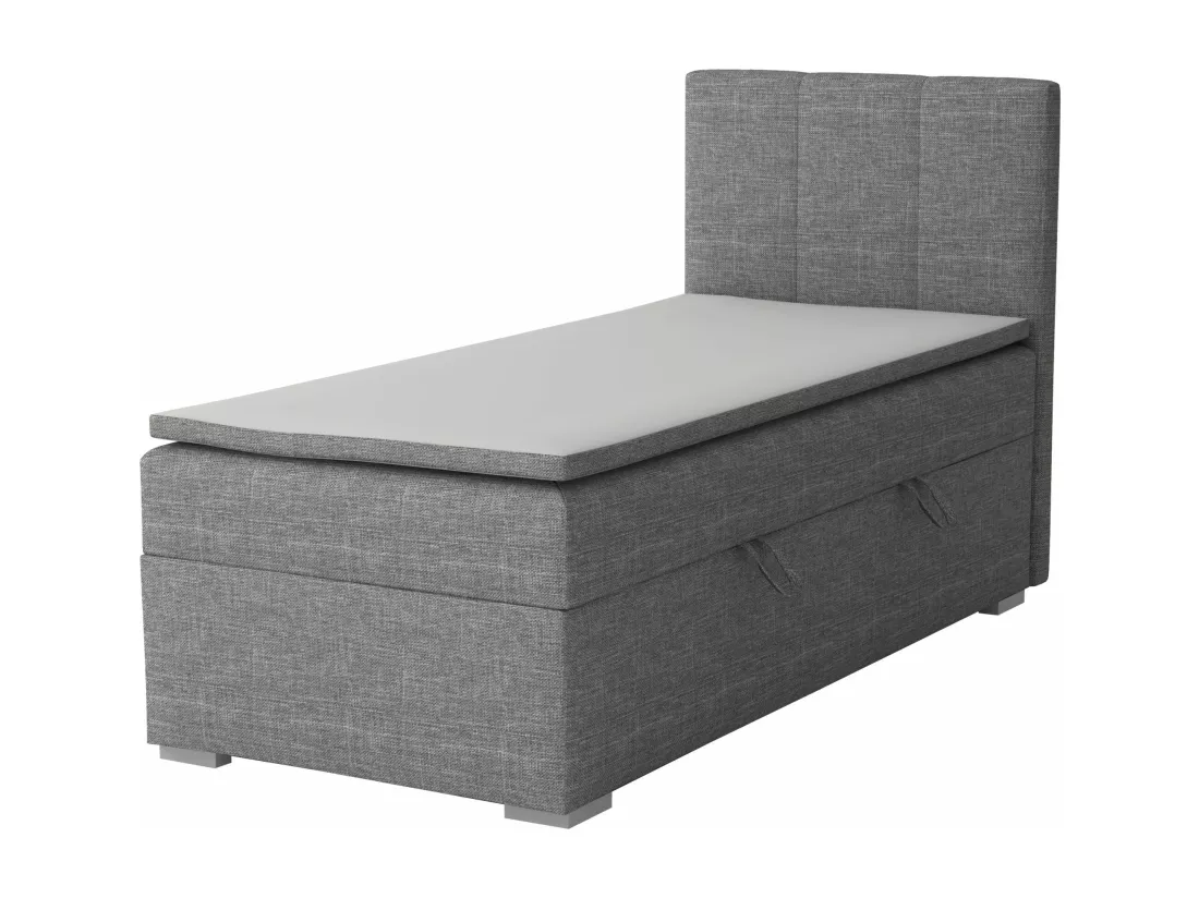 LIT SIMPLE avec tiroir de rangement et surmatelas, côté droit Monaco Mini 90x200 cm, Lux 06 (Gris)