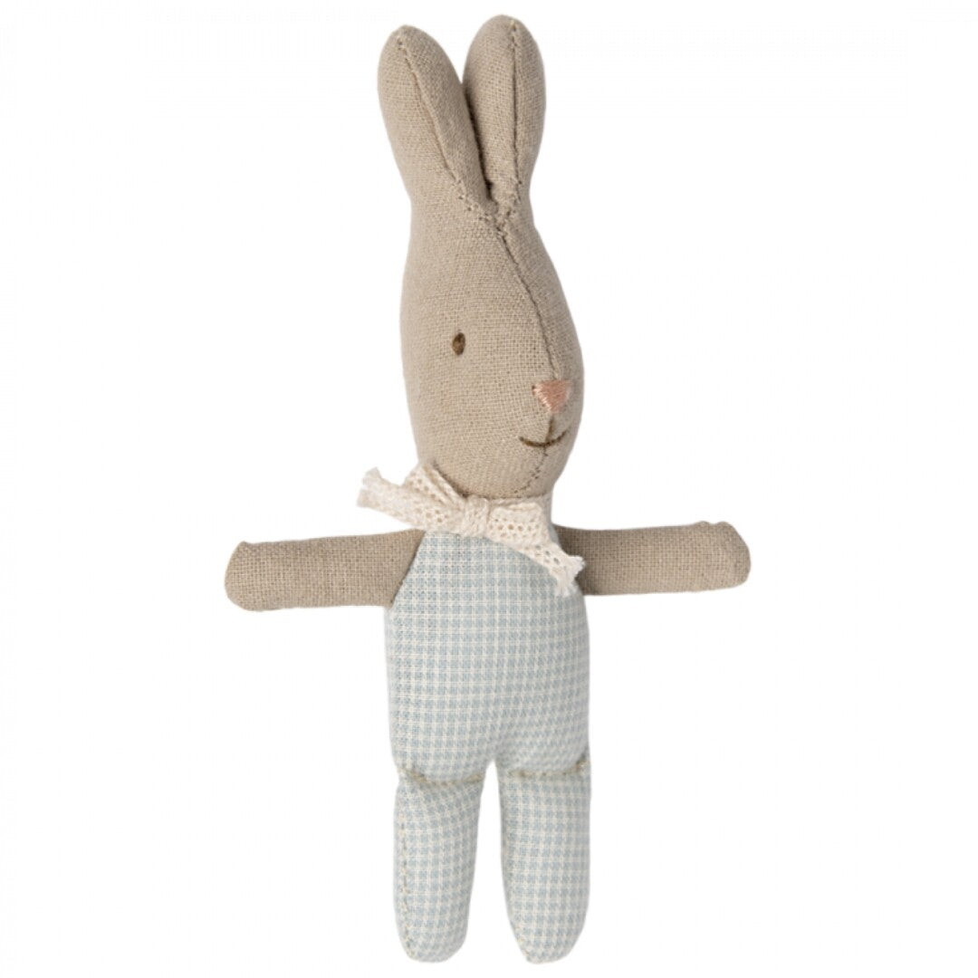 Maileg knuffelkonijn - my - light blue check - 11 cm