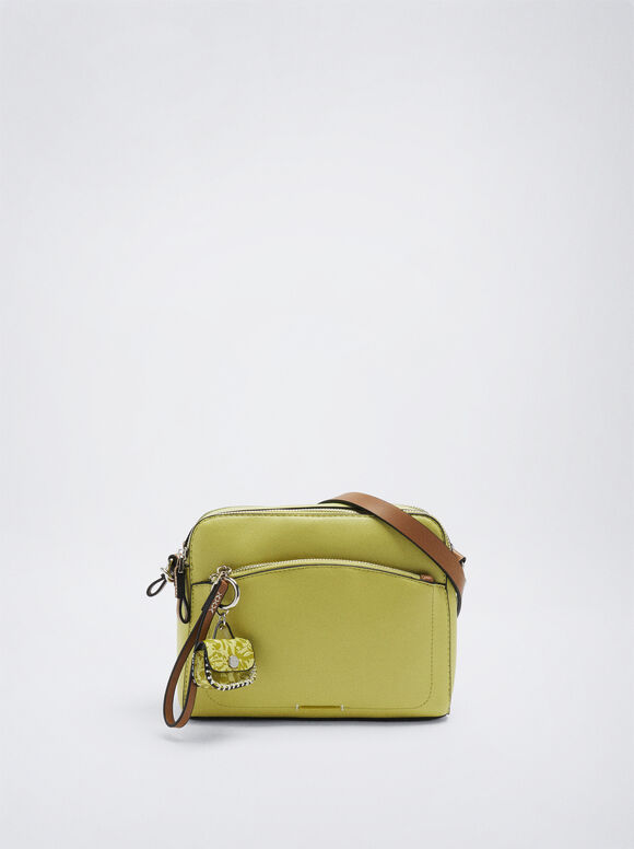 Bolsa transversal com pingente - Amarela