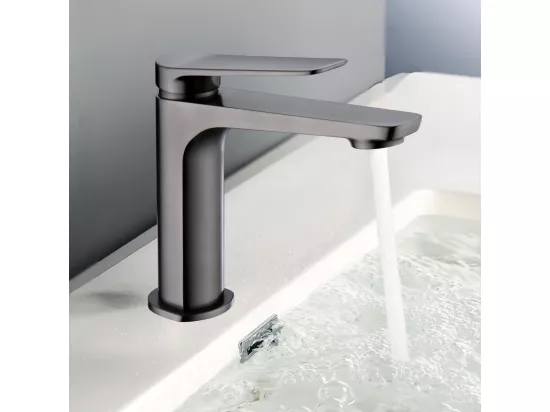 Robinet Mitigeur de Lavabo anti-calcaire Bec Bas Black Gun Métal IMEX NAPOLES BDN047-1BGM