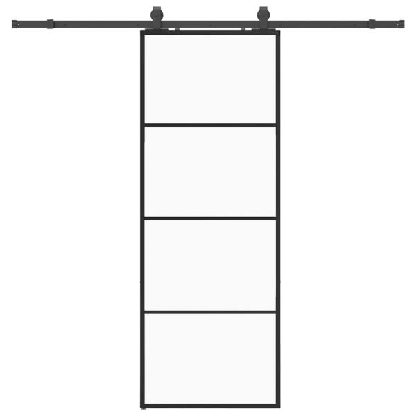 vidaXL Porta Deslizante com Conjunto Ferragens 76x205cm Vidro Esg Preto - 2643592559