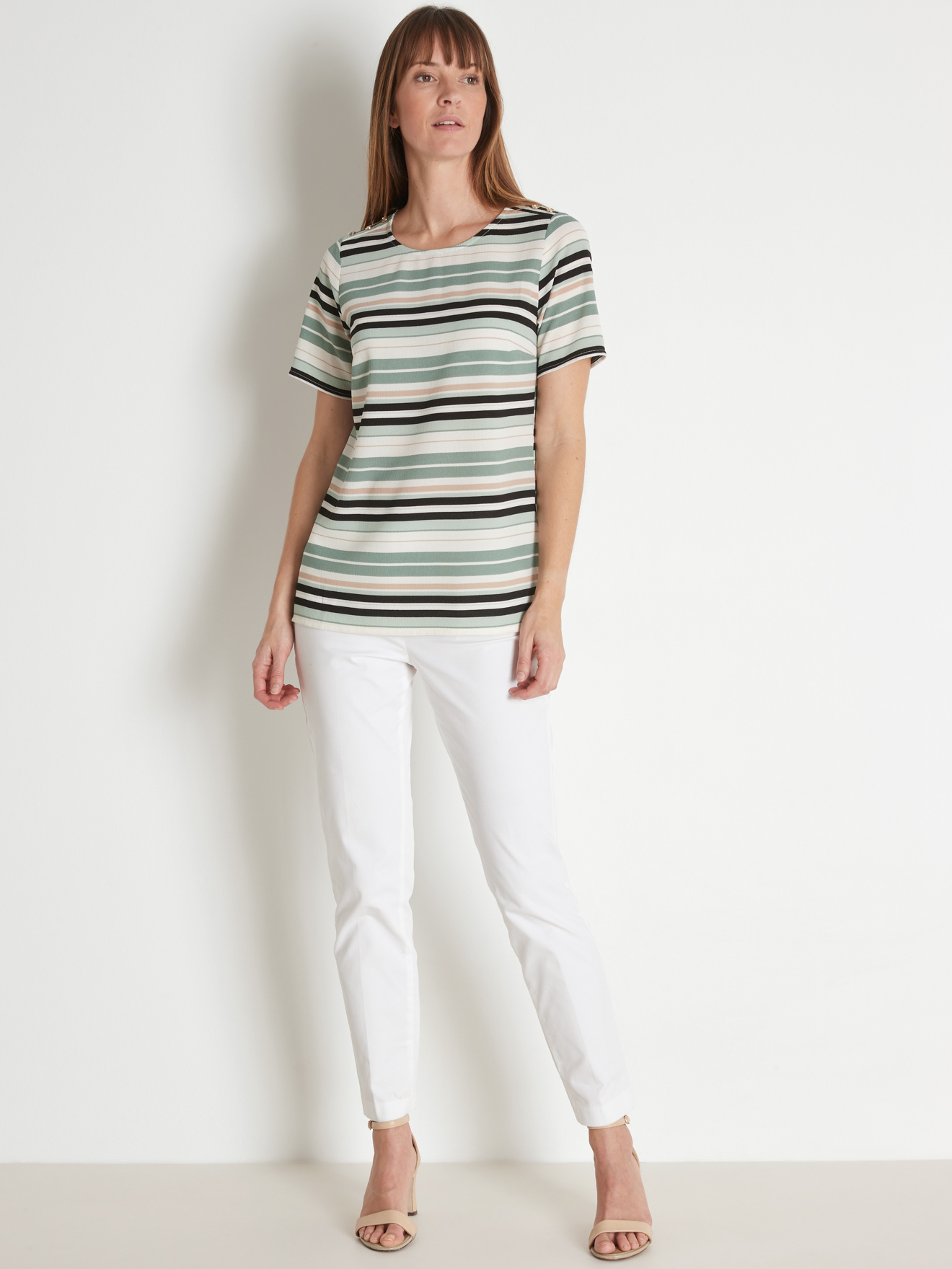 Blouse en crêpe encolure ronde