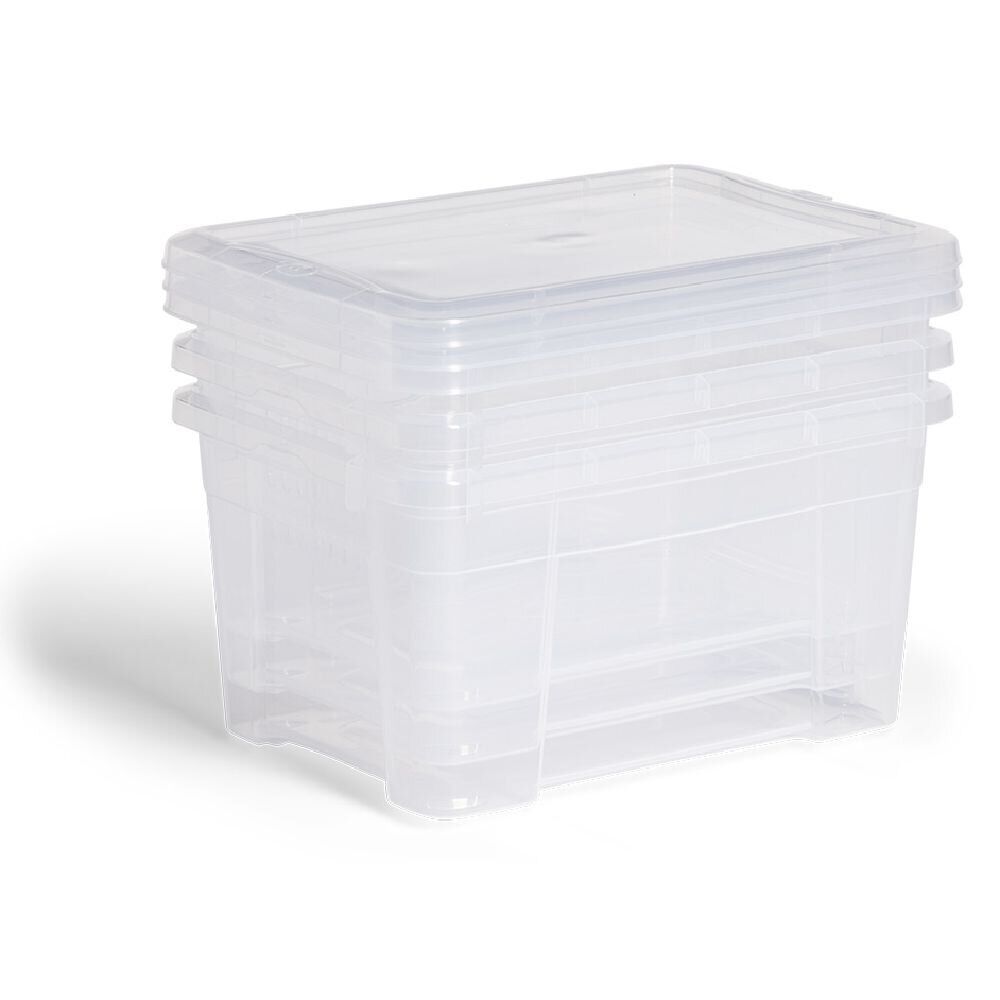 Lot de 3 box 4,5L plastique transparent 26x18,8x20,4cm