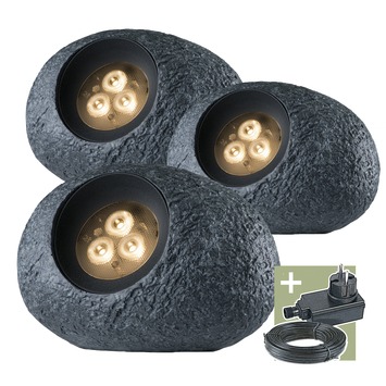 Ludeco tuinspot Ingor startersset grijs 3 stuks