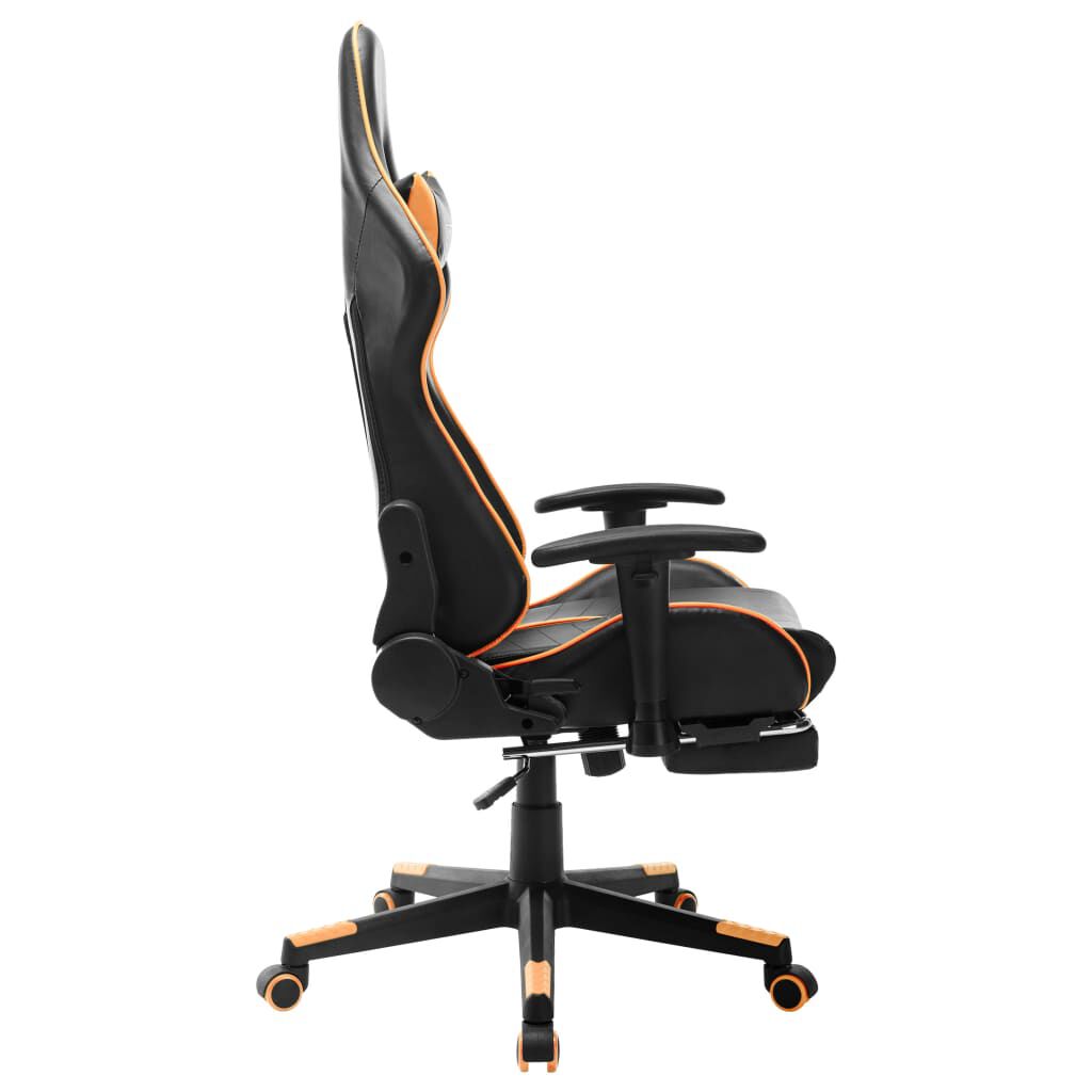 vidaXL Gaming stoel met voetenbank, zwart en oranje