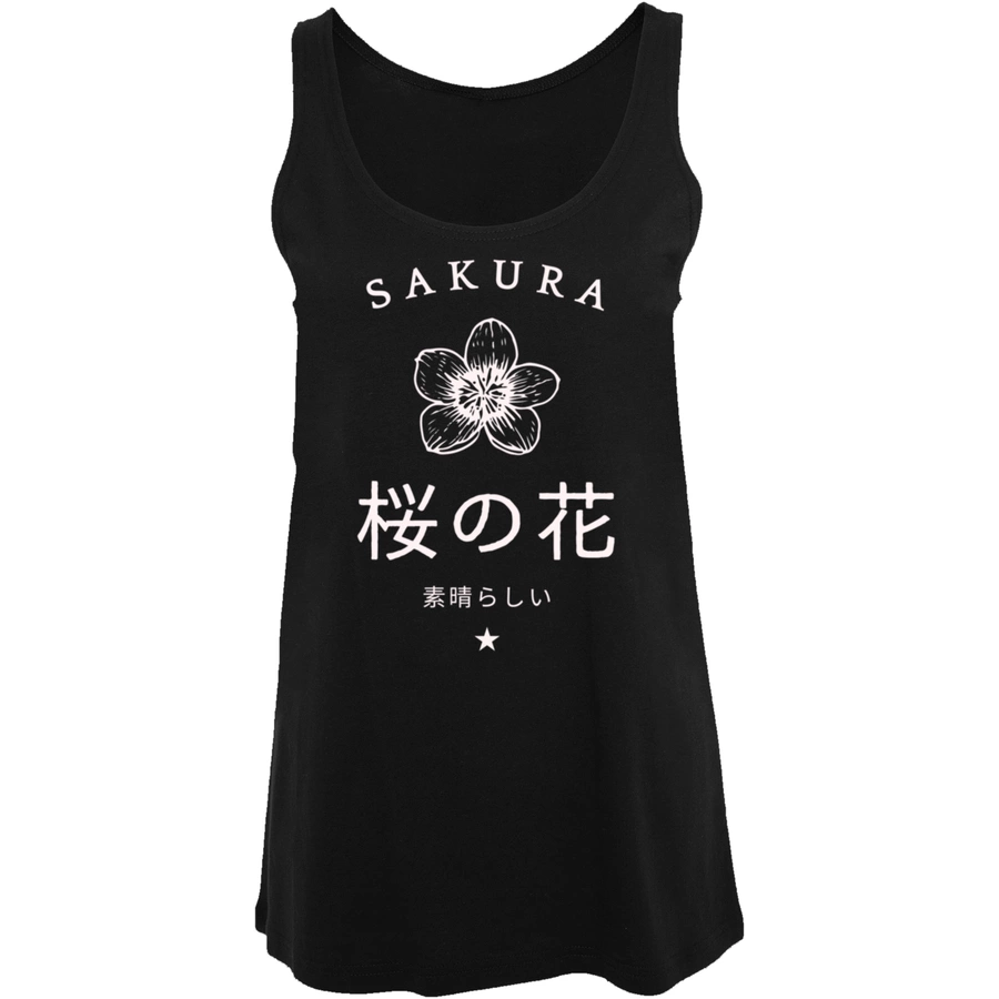 F4NT4STIC Ladies Tanktop Sakura Flower schwarz