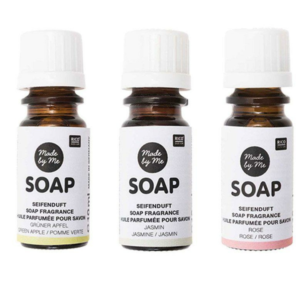 3 huiles parfumées 10 ml pour savon - pomme, jasmin, rose