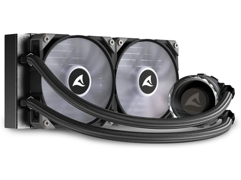 Sharkoon Wasserkühlung S80 RGB Schwarz Kompakte All-in-One-Wasserkühlung mit einem 240-Millimeter-Radiator