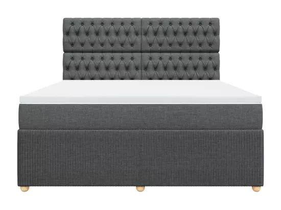 Sommier à lattes de lit avec matelas Gris foncé 180x200cm Tissu