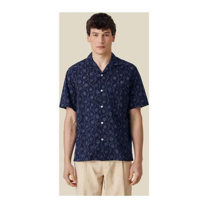 Portuguese Flannel Chemisette Rendi | Bleu marine