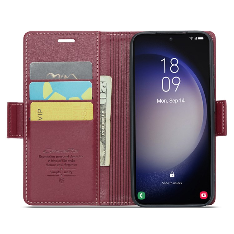 Samsung Galaxy S24  Plus Leder Tasche Flip Wallet Etui mit Kartenfächern Litchi Look (RFID Schutz) - Rot