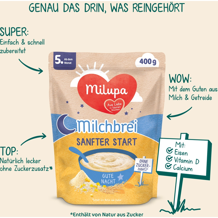 Milupa Milchbrei Sanfter Start Gute Nacht 400 g ab dem 5. Monat