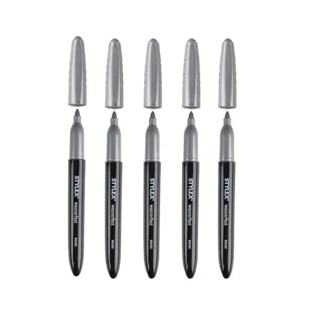 Stylex Permanentmarker silber, 5 Stück