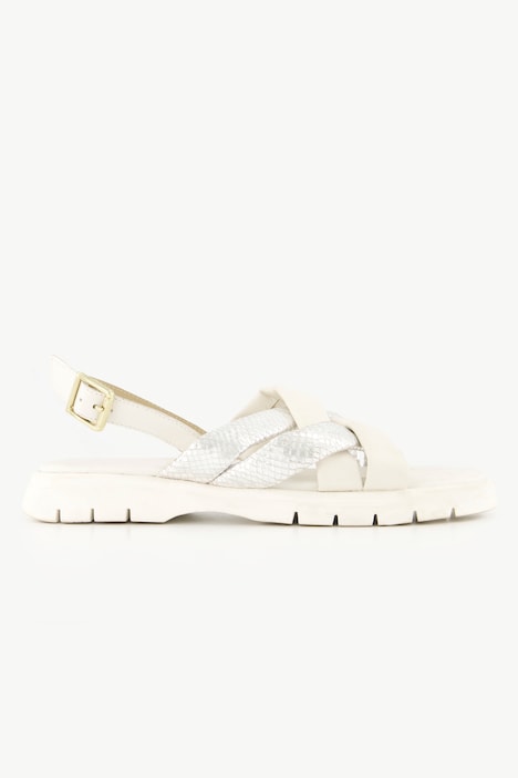 Leder-Sandaletten, Metallic-Optik, Weite H