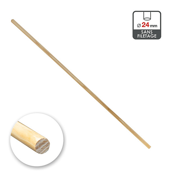 Manche bois 1,30 m Ø 24 mm sans filetage
