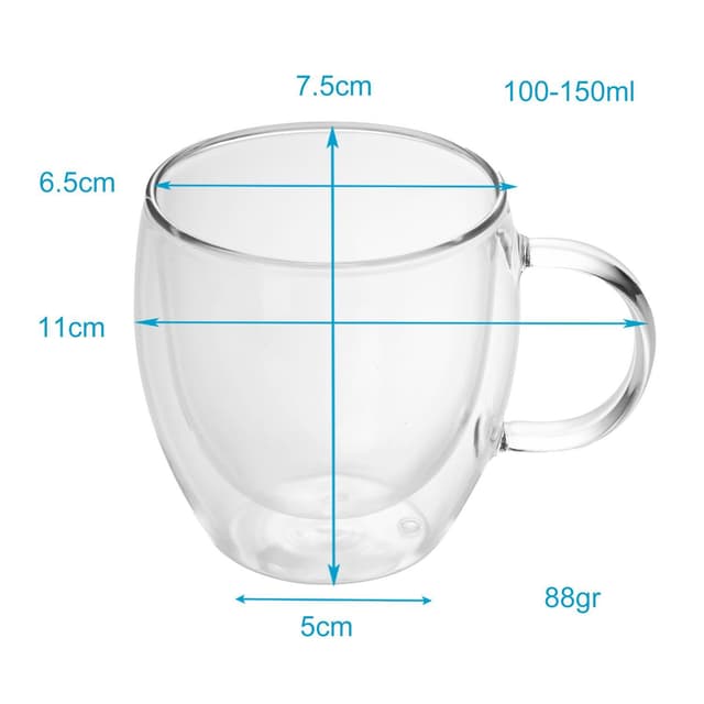 4x Teglas Kaffeglas Kaffekop krus termoglas 100-150 ml