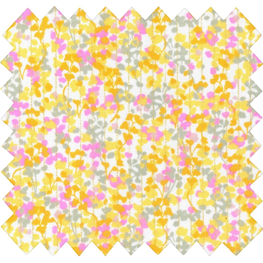 Coupon Tissu Enduit De 35Cm Mimosa Jaune Rose