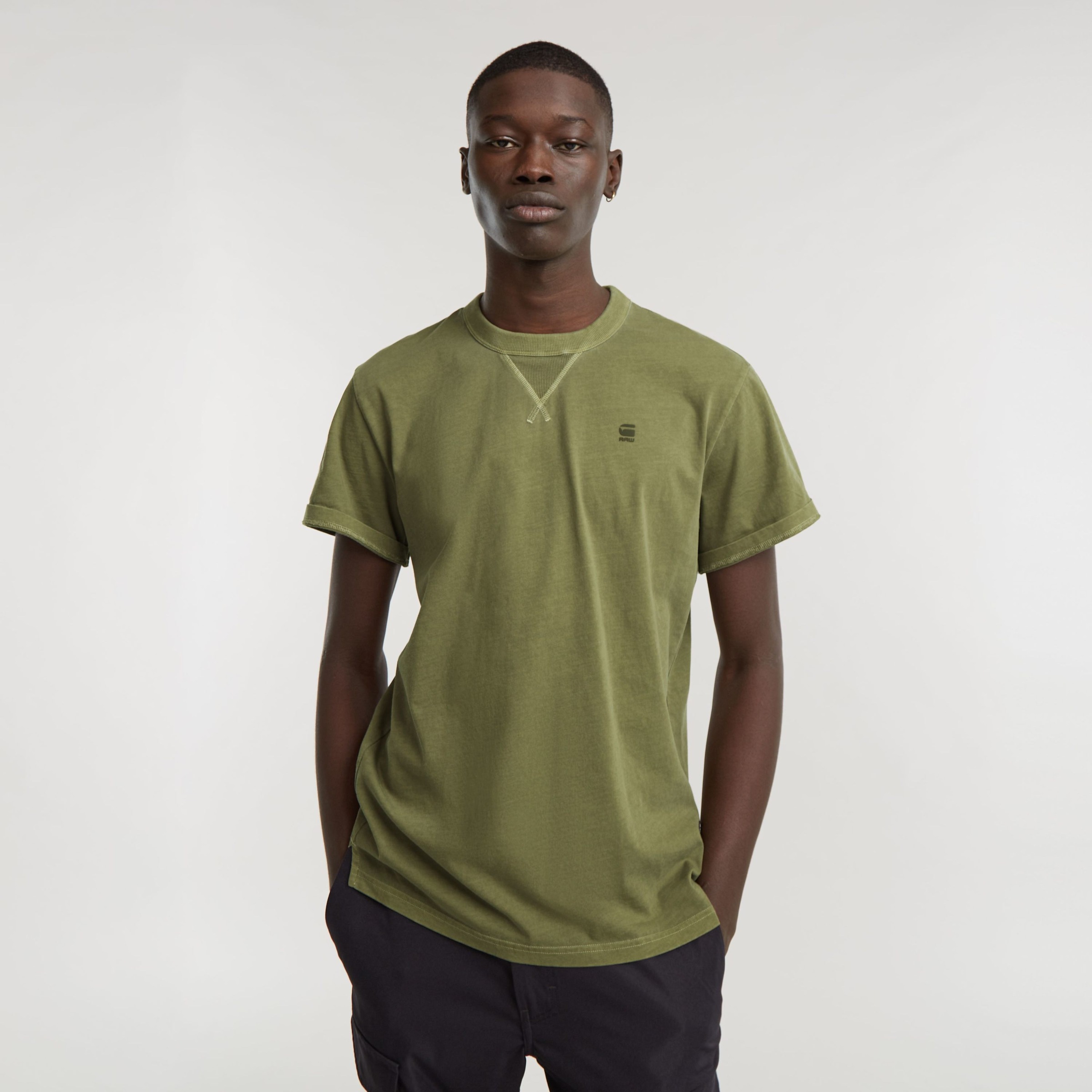 G-STAR T-Shirt »Nifous«, Rundhals, mit Rippeinsatz