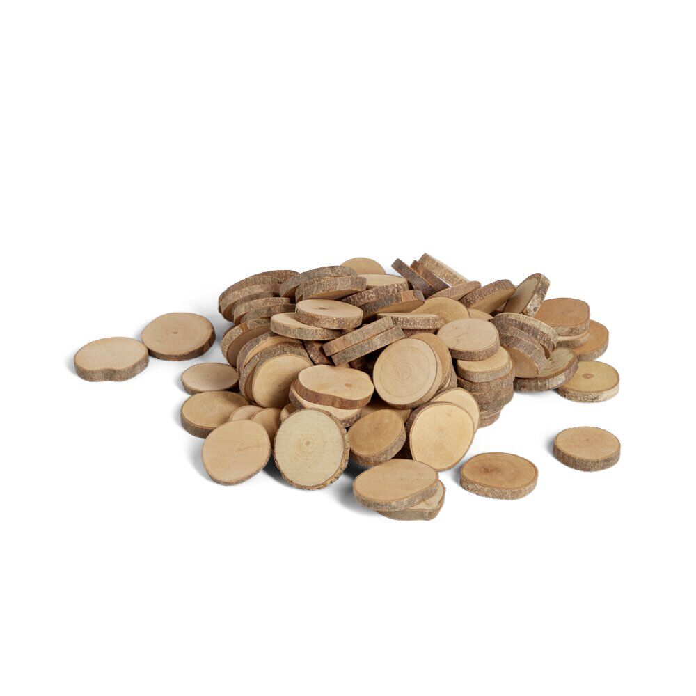 Mini rondin de bois Ø5cm dans filet 100 pièces
