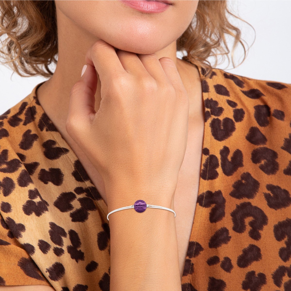 Bracelet élastique blanc SC Crystal orné d'un Cristal scintillant