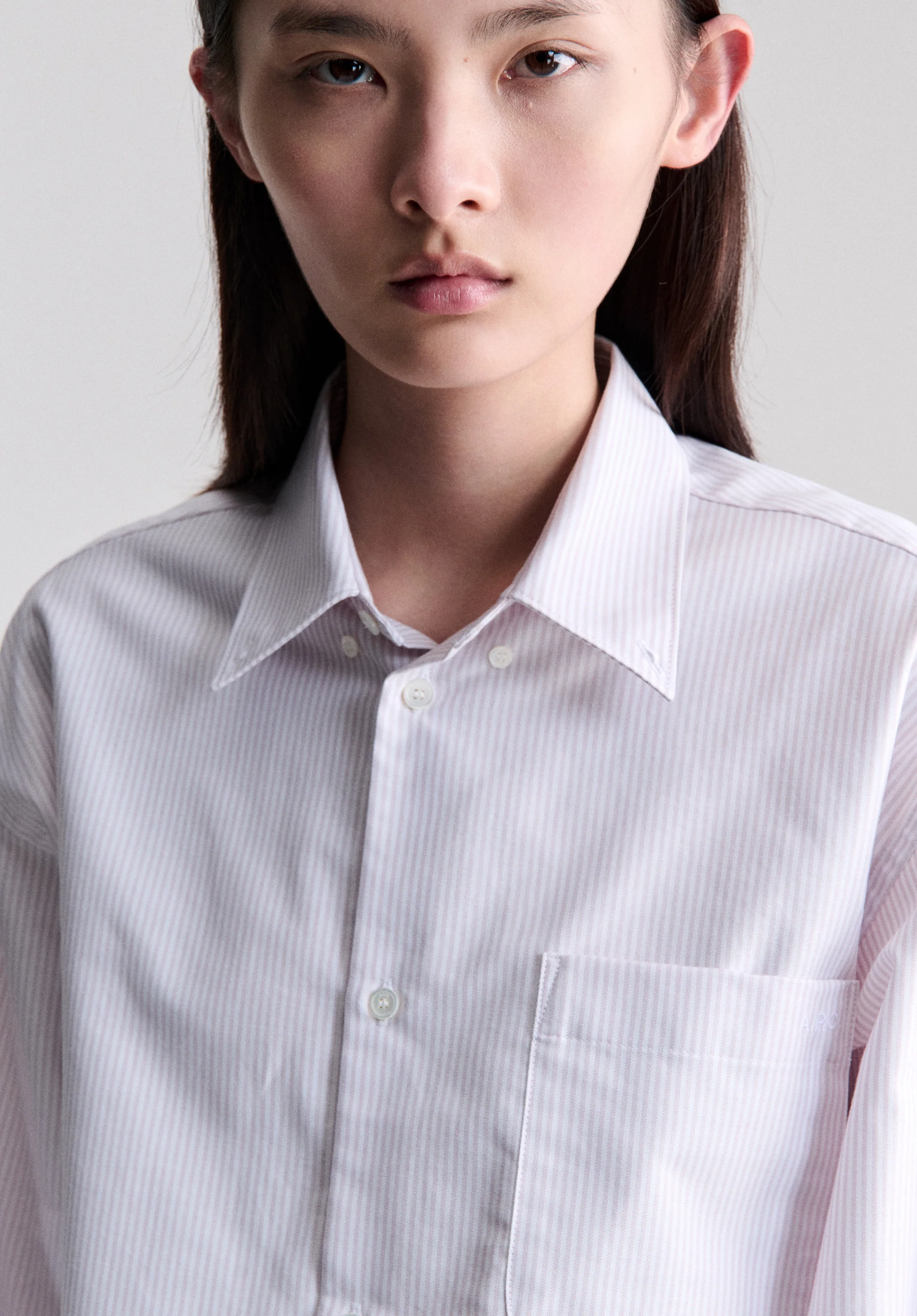 chemise sophia button down logo - Lilas